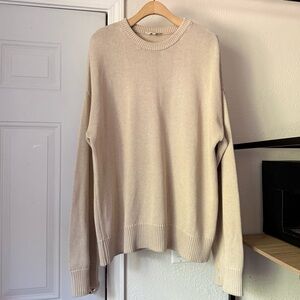 KOTN cream beige cotton chunky knit oversized crew neck pullover sweater